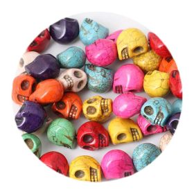 40Pcs Assorted Color Stone Skull Head Skeleton Loose Beads for DIY Jewelry Making