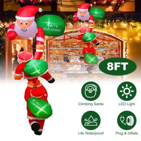 8FT Climbing Inflatable Santa Claus with Light Hanging Blow Up Christmas Inflatable Indoor Outdoor Christmas Decorations 3 Santa Claus 3 Merry Ch