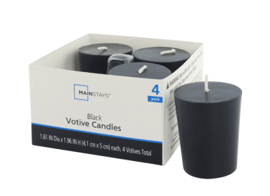 Mainstays Paraffin Wax Votive Candles, Unscented, Black, 8 Pack