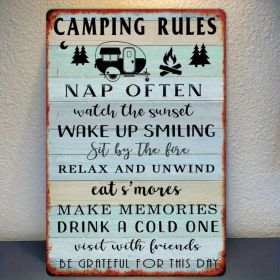 CIFbuy Vintage Camping Rules Metal Sign Rustic Wall Decor For Cabin Cottage RV Room Wall Hanging (TikTok, temu pick-up service)