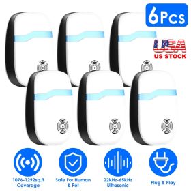 6 Packs Ultrasonic Pest Repellers Electric Plug-In Indoor Pest Control Mouse Repellent Chaser Deterrent Rodent Chaser For Home Kitchen Office War (Option: WHITE)