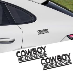 2pack Cowboy Edition Emblems, Seabee Emblem 3D Badge Decal Car Truck SUV,Refrigerator Sticker,Window Display Stickers,Bicycles, Laptops, Fridges (Option: Black White)
