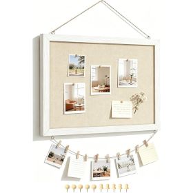 Double-Sided Bulletin Board With Linen, 16 X 12 Inch Cork Board, Reversible Memo Display Board For Home, Office & School (Option: WHITE)