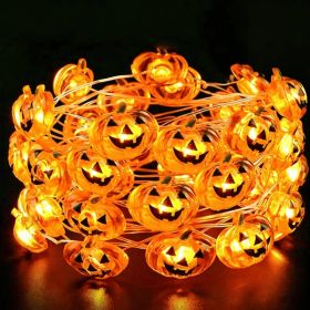 Halloween Pumpkin String Lights Decorations Battery Operated String (Option: yellow)