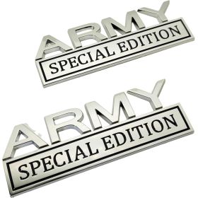 2pack Army Special Edition Emblems, Army Car Emblem 3D Badge Decal Car Truck SUV,Refrigerator Sticker,Window Display Stickers (Option: SilverBlack)