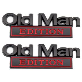 2pack Old Man Edition Emblems, Seabee Emblem 3D Badge Decal Car Truck SUV,Refrigerator Sticker,Window Display Stickers,Bicycles, Laptops, Fridges (Option: Black Red)