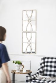 16" x 23" Rectangular Wooden Wall Mirrors with Distressed White Frame, Vertical or Horizontal, Home Decor for Living Room, Set of 2 (Color: as Pic)