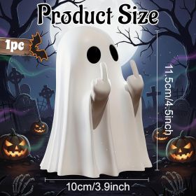 Halloween Ghost Figurine, Spooky Resin Ghost Statue, Cute Ghost Halloween Decoration for Home and Office Desktop Decor Display Ornaments (Color: Big Ghost Figurine)