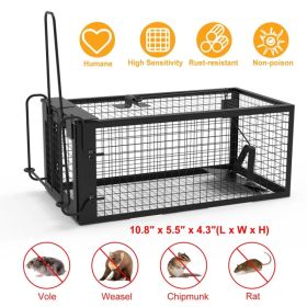 1Pc Rat Trap Cage Humane Live Rodent Trap Cage Galvanized Iron Mice Mouse Control Bait Catch With Detachable U Shaped Rod (Option: 1PcBlackUpgrade)