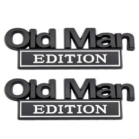 2pack Old Man Edition Emblems, Seabee Emblem 3D Badge Decal Car Truck SUV,Refrigerator Sticker,Window Display Stickers,Bicycles, Laptops, Fridges (Option: Black White)
