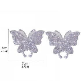 2-piece Car Interior Kit With Shiny Butterfly Net Rhinestone Stickers And 1-piece Bling Self-adhesive Car Decals (Option: 1Set)